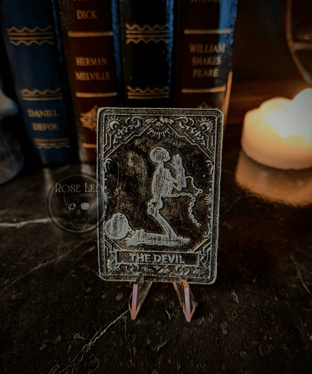 The Devil handmade pewter tarot card