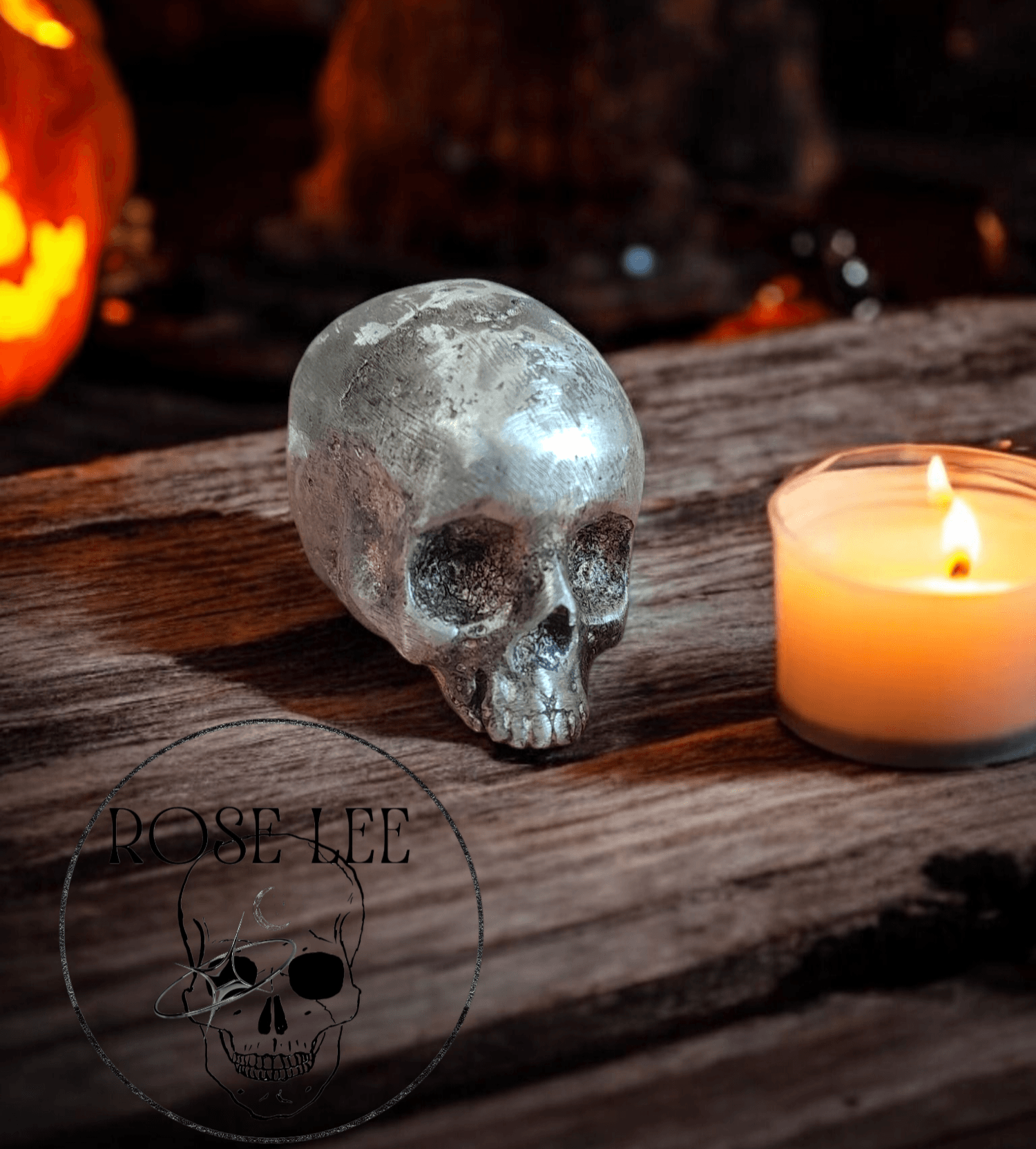 handmade pewter skull ornament