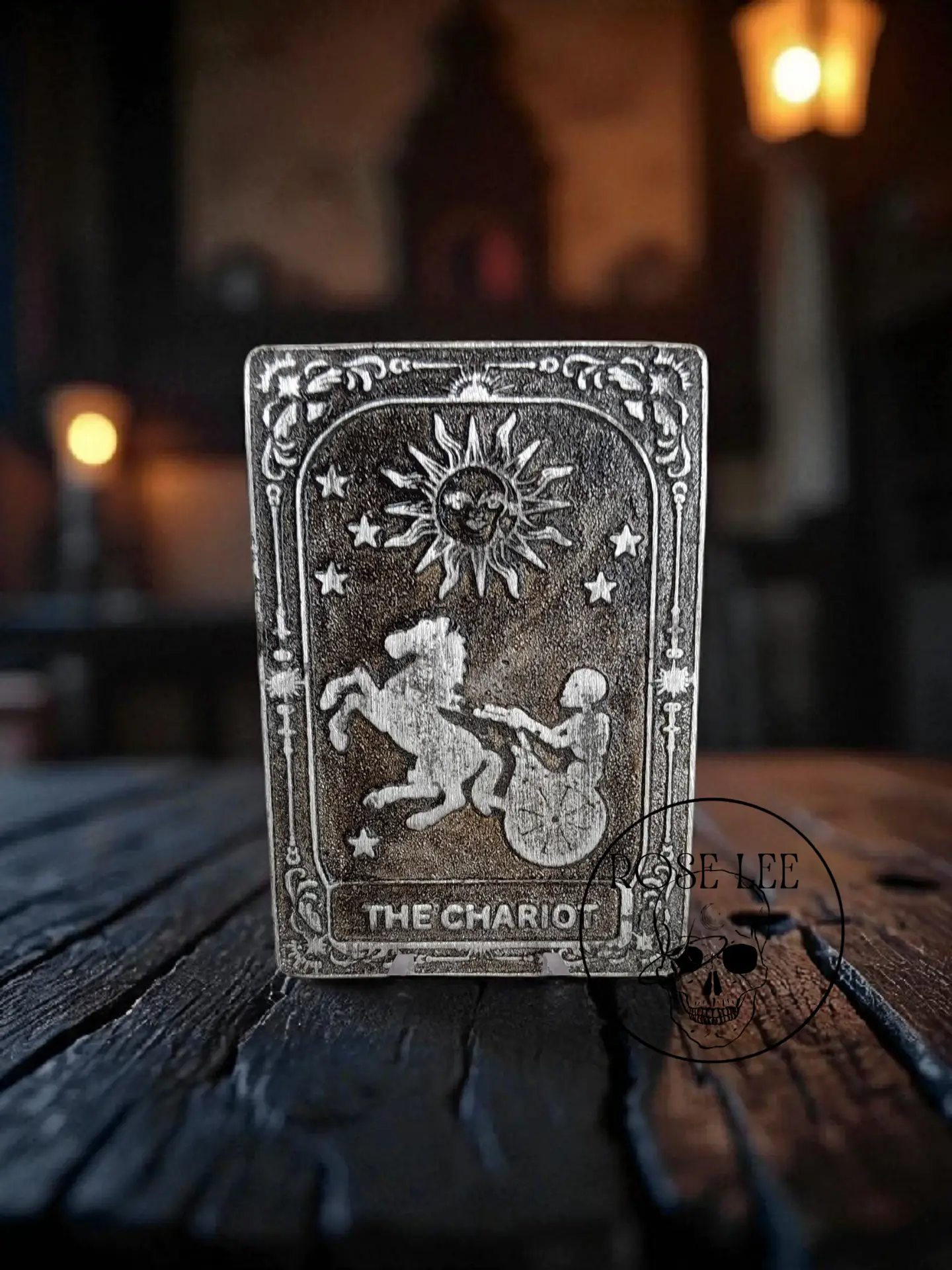 The Chariot – Metal Tarot Card – Pewter Art