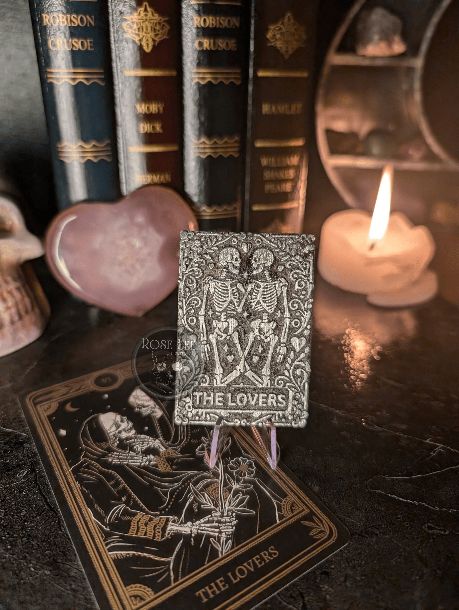 Metal Tarot Card – The Lovers – Pewter art