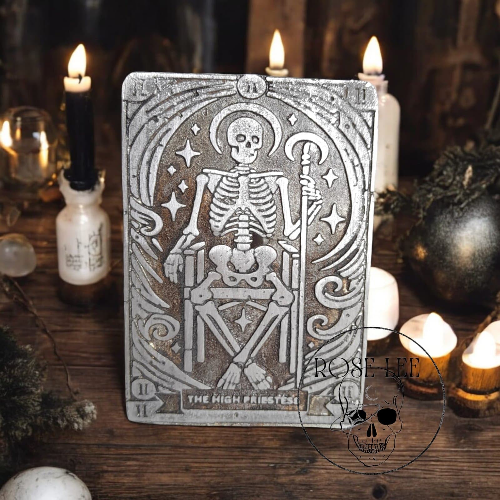 The High Priestess – Metal Tarot Card – Pewter Art