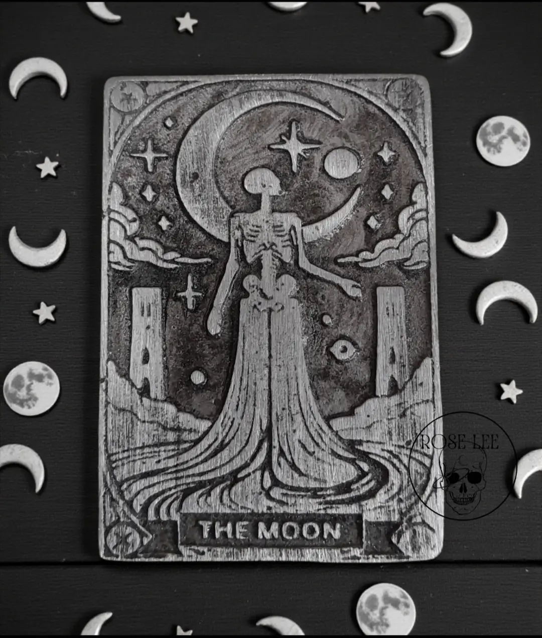 The Moon – Metal Tarot Card – Pewter Art